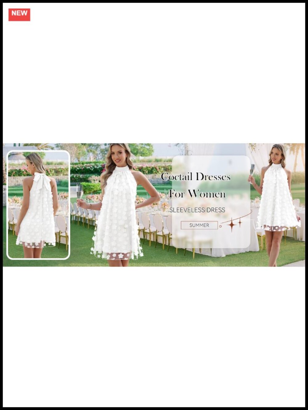 Women's Halter Floral Cocktail Short Tulle Dress Bridal Shower - Picture 6 of 6